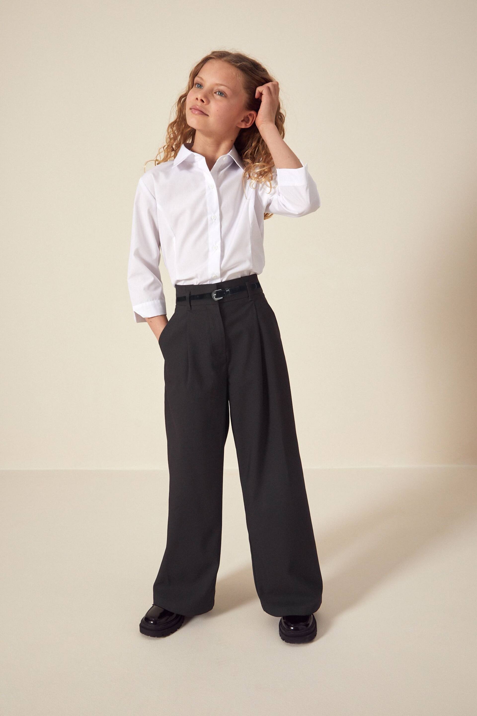 Black Senior Wide Leg Belted School Trousers (9-18yrs) - Image 4 of 6