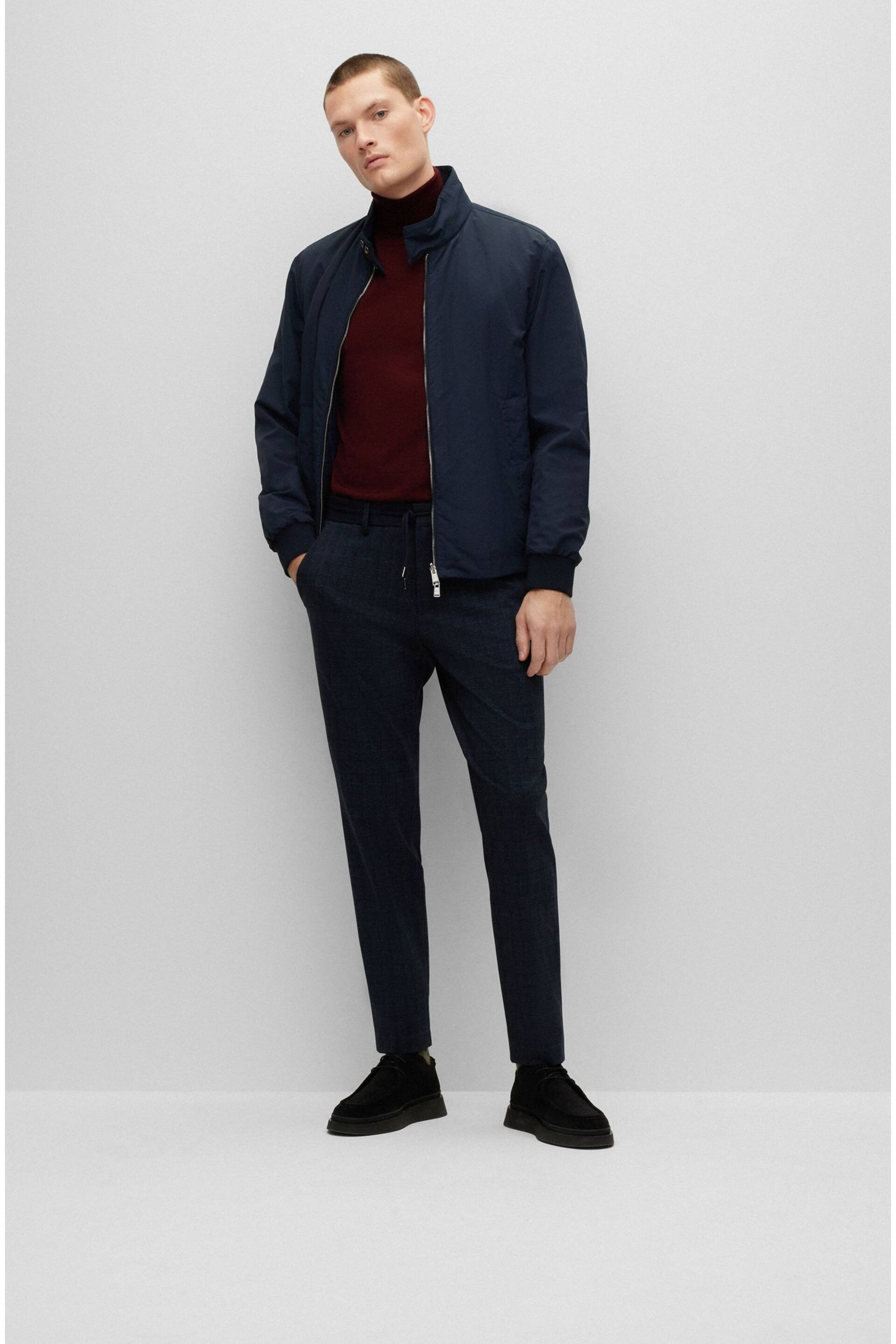 BOSS Dark Blue Tapered Fit Contempory Check Trousers - Image 3 of 10