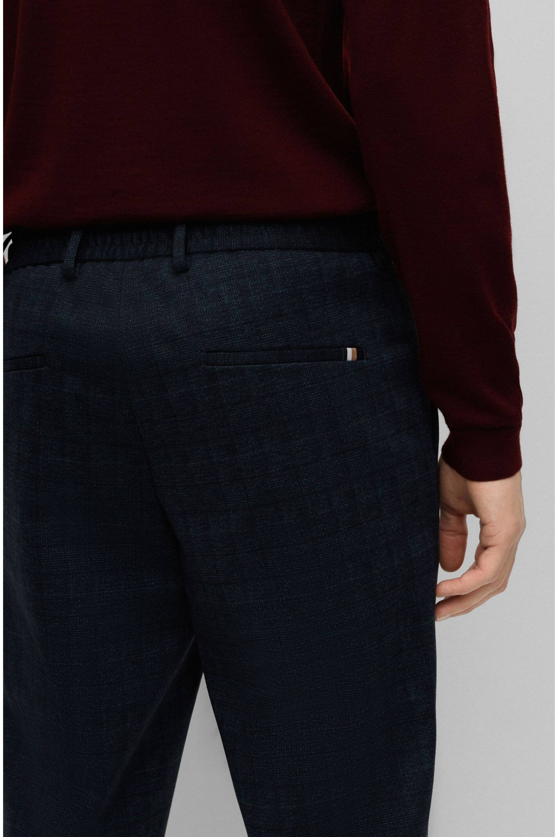 BOSS Dark Blue Tapered Fit Contempory Check Trousers - Image 4 of 10