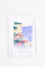 Abercrombie & Fitch Cream Short Sleeve Seaside Graphic Logo T-Shirt - Image 1 of 1