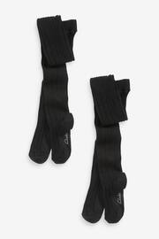 Clarks Black Ribbed Tights 2 Pack - Image 1 of 3