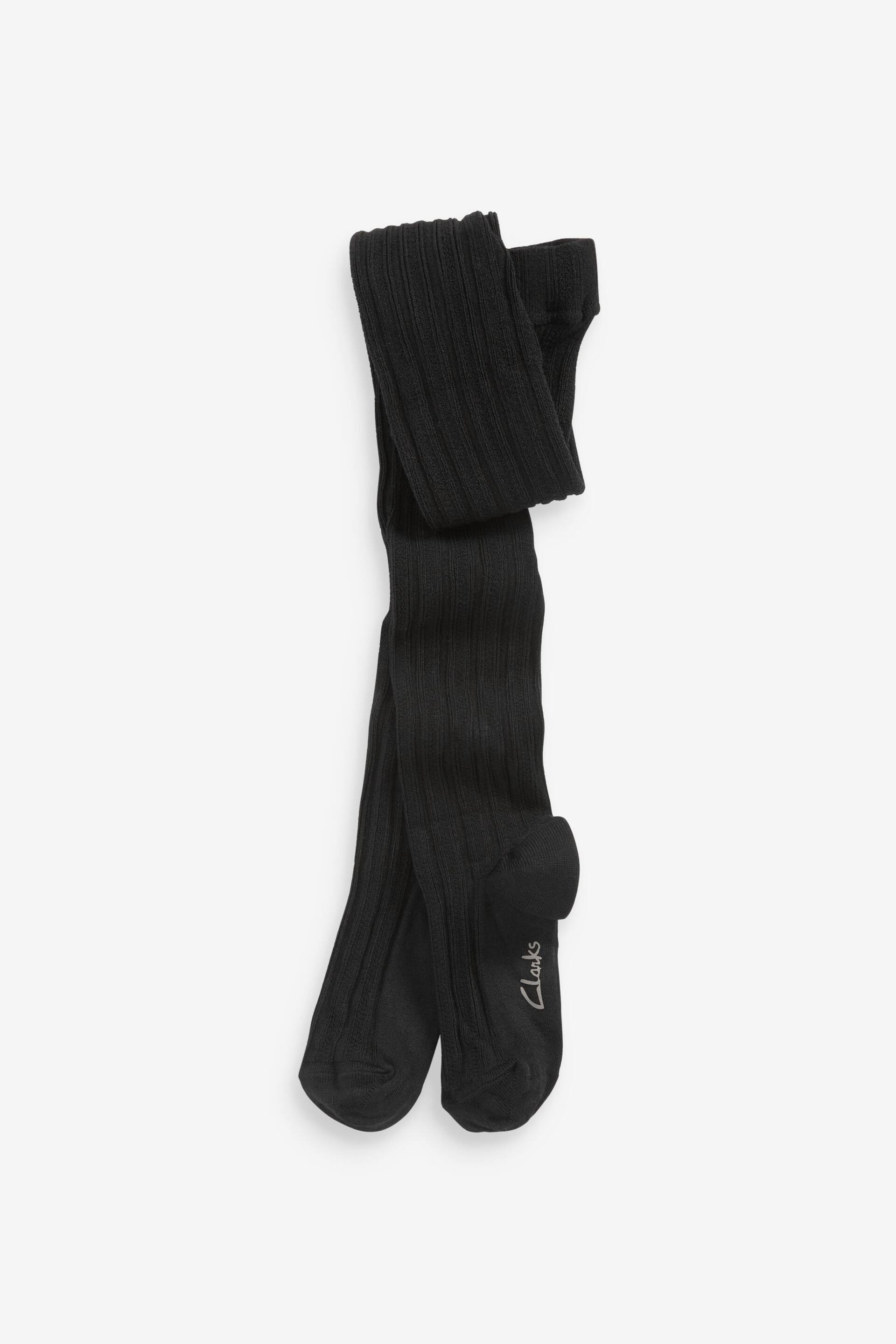 Clarks Black Ribbed Tights 2 Pack - Image 2 of 3