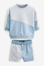 Light Blue Colourblock Sweatshirt And Shorts Set (3mths-7yrs) - Image 5 of 7