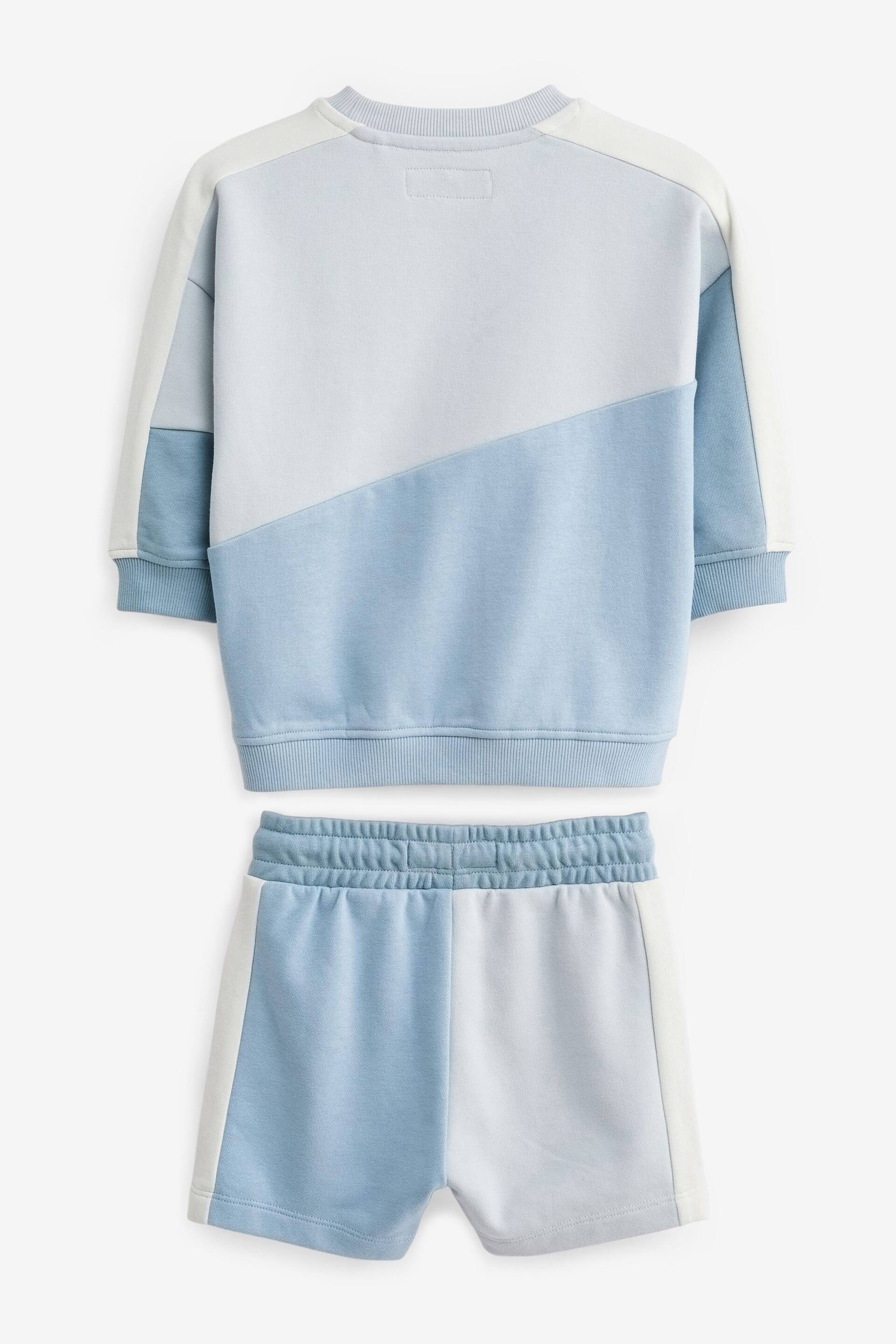 Light Blue Colourblock Sweatshirt And Shorts Set (3mths-7yrs) - Image 6 of 7