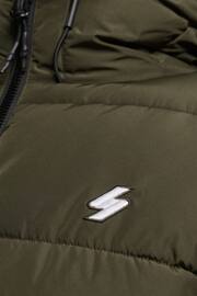 Superdry Dark Moss Hooded Mens Sports Puffer Jacket - Image 6 of 6