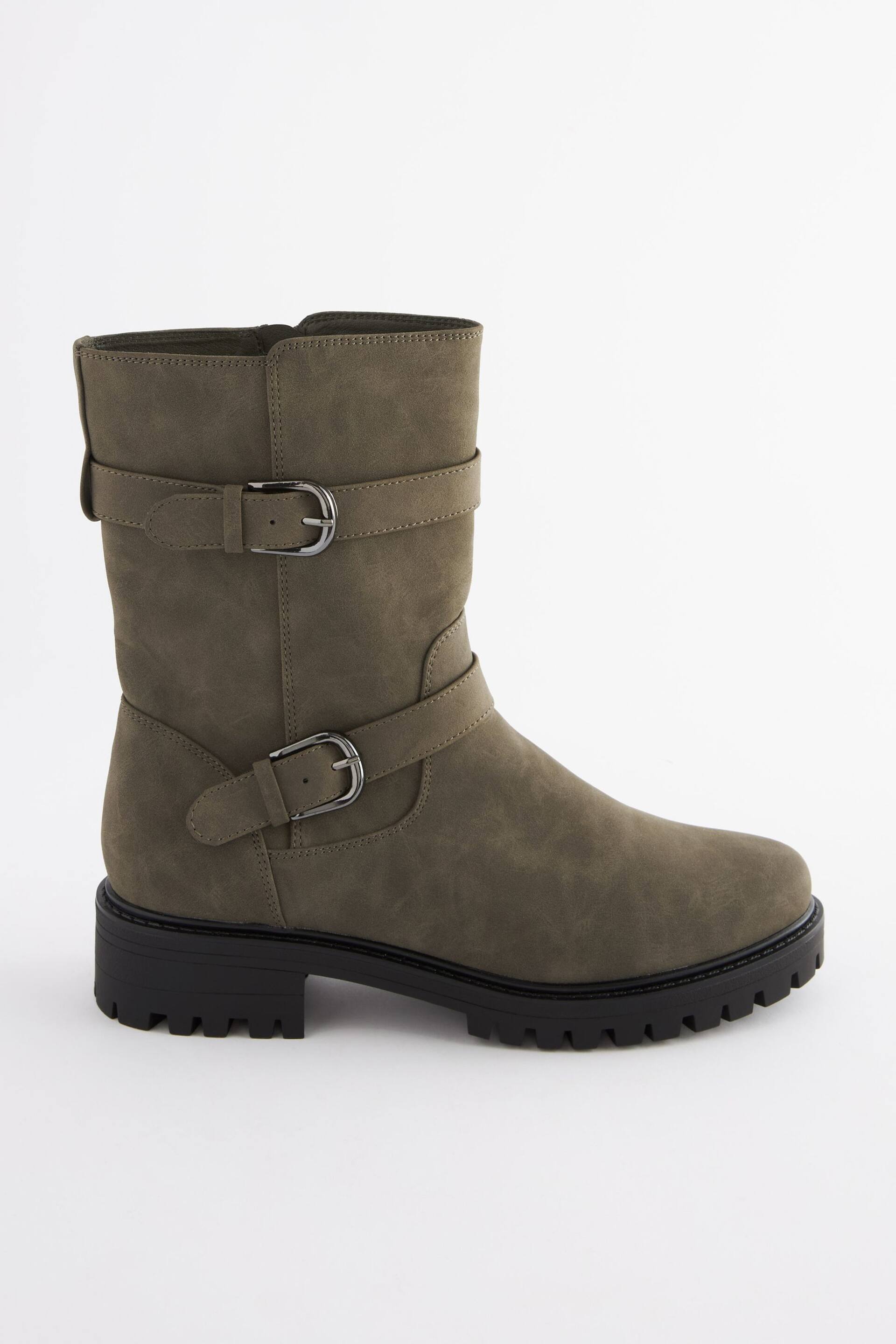 Khaki Green Regular/Wide Fit Forever Comfort® Buckle Biker Boots - Image 6 of 10