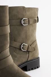 Khaki Green Regular/Wide Fit Forever Comfort® Buckle Biker Boots - Image 7 of 10