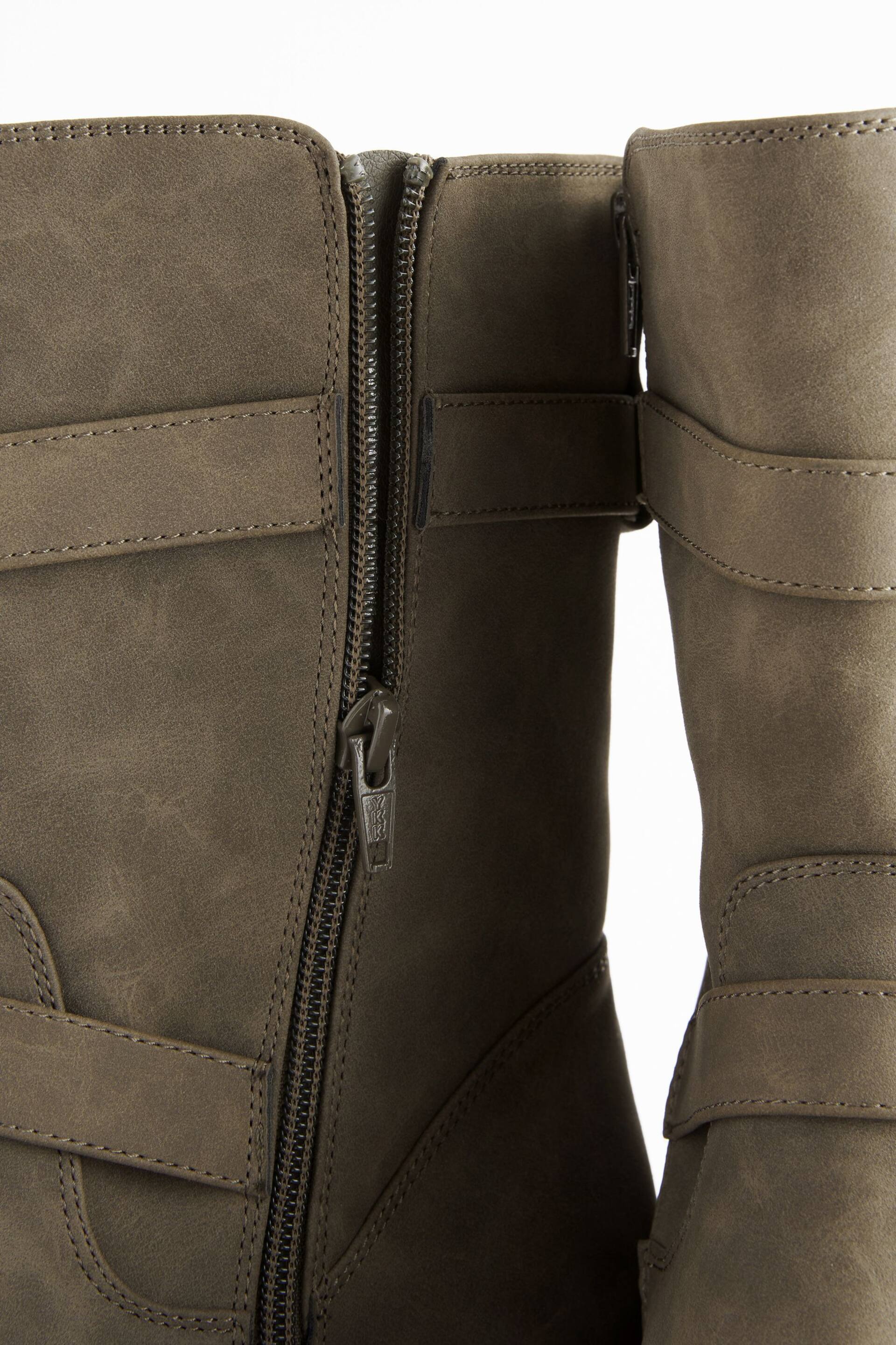 Khaki Green Regular/Wide Fit Forever Comfort® Buckle Biker Boots - Image 8 of 10