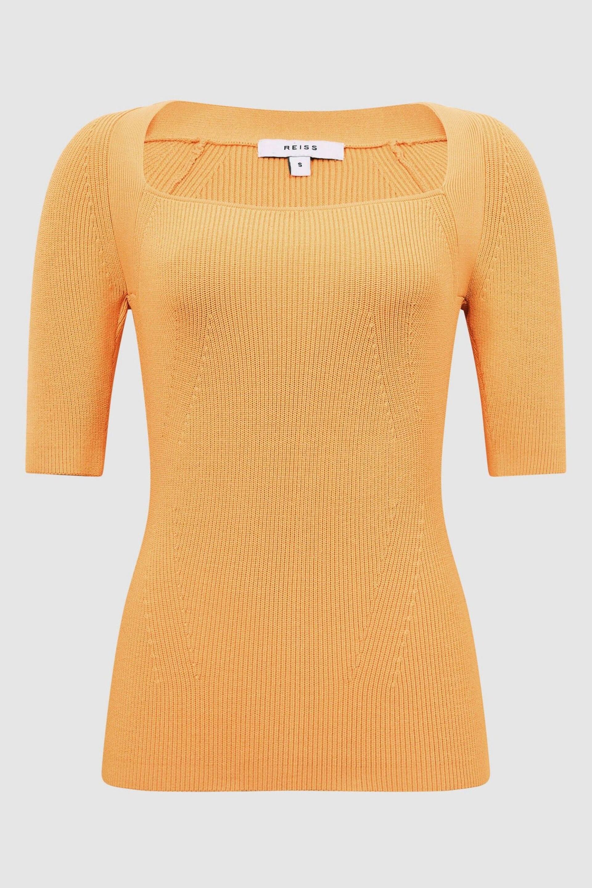 Reiss Orange Tina Square Neck Ribbed Top - Image 2 of 7