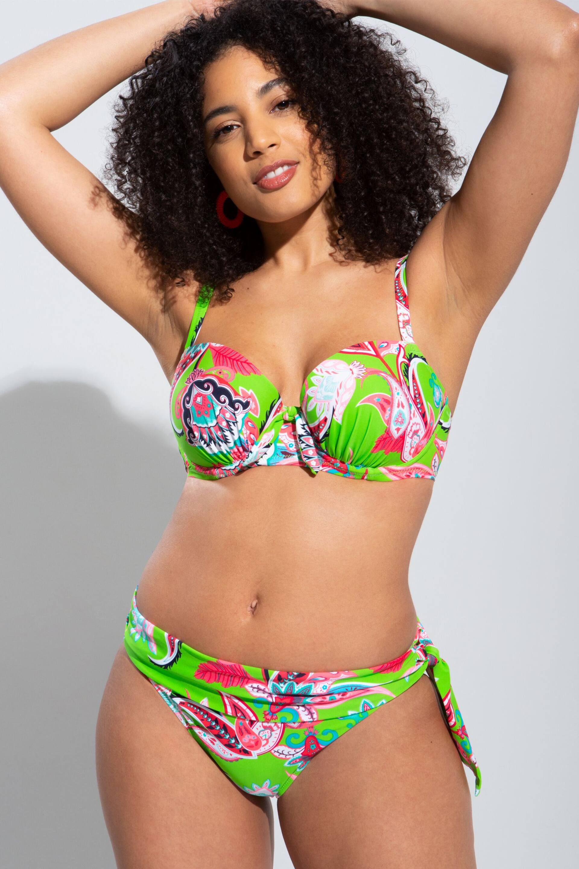 Pour Moi Green & Pink Multi Heatwave Halter Underwired Top - Image 2 of 5