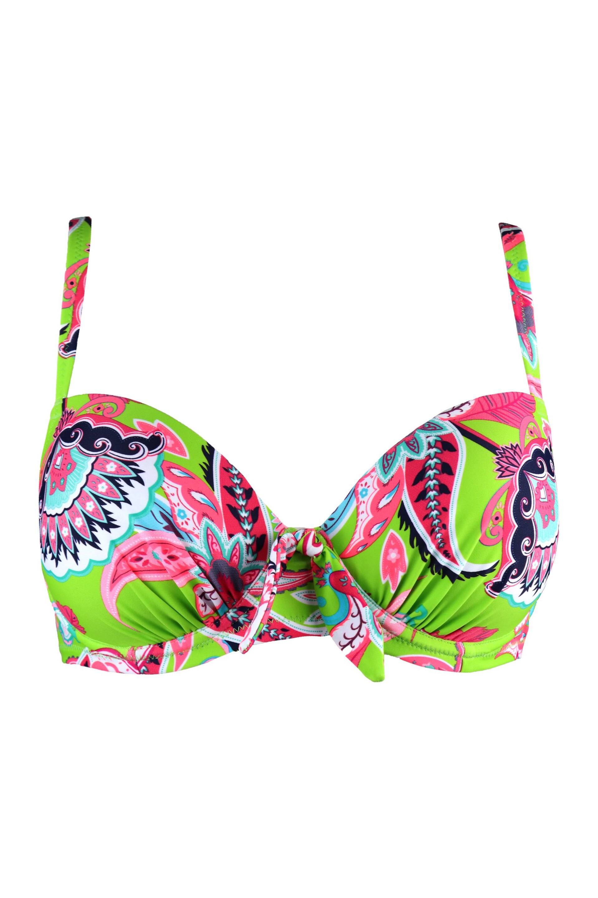 Pour Moi Green & Pink Multi Heatwave Halter Underwired Top - Image 4 of 5