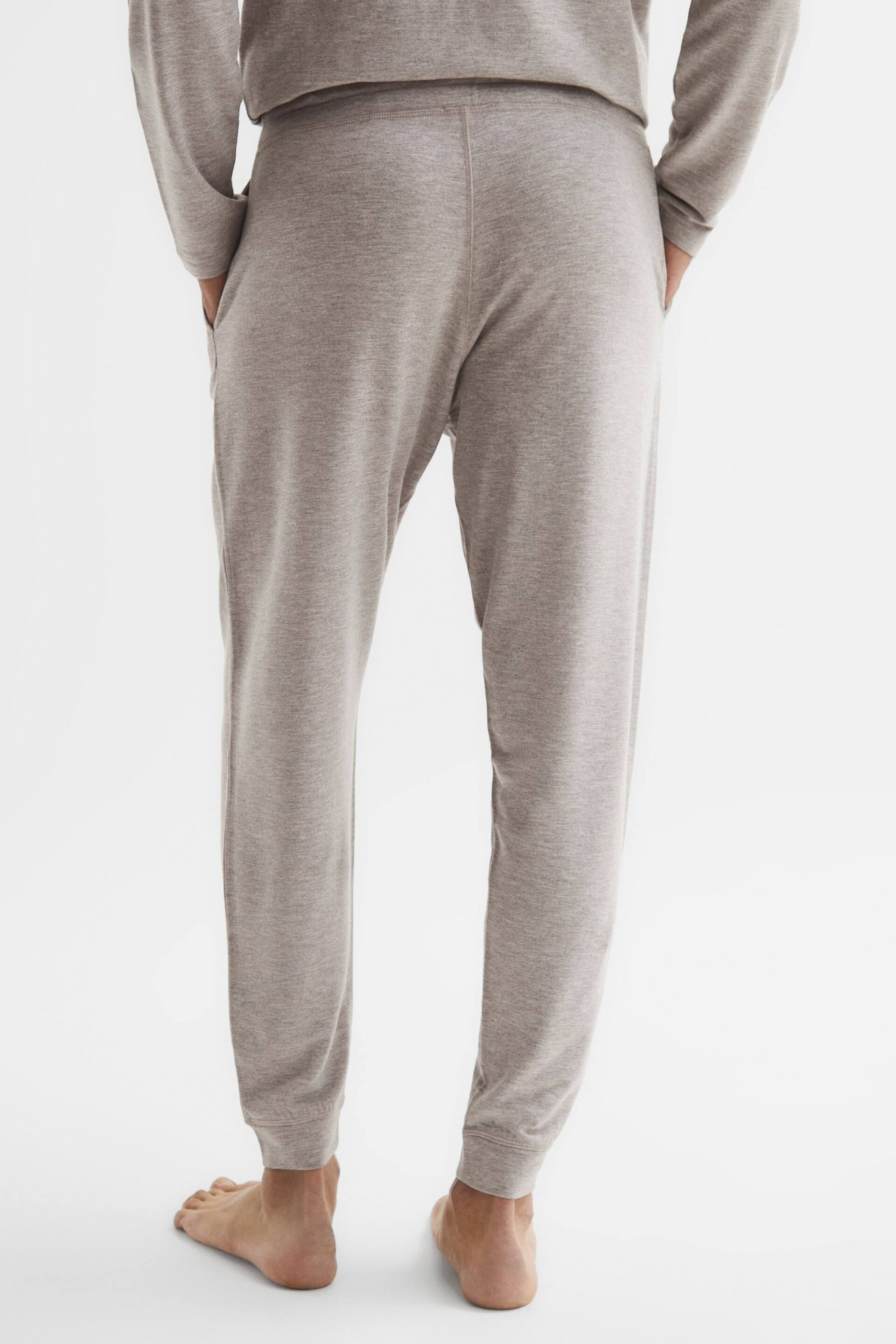 Reiss Taupe Melange Jose Drawstring Joggers - Image 5 of 5