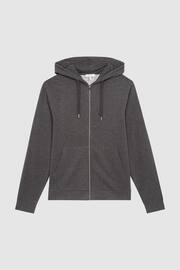 Reiss Dark Grey Greg Melange Zip Through Hoodie - Image 2 of 6