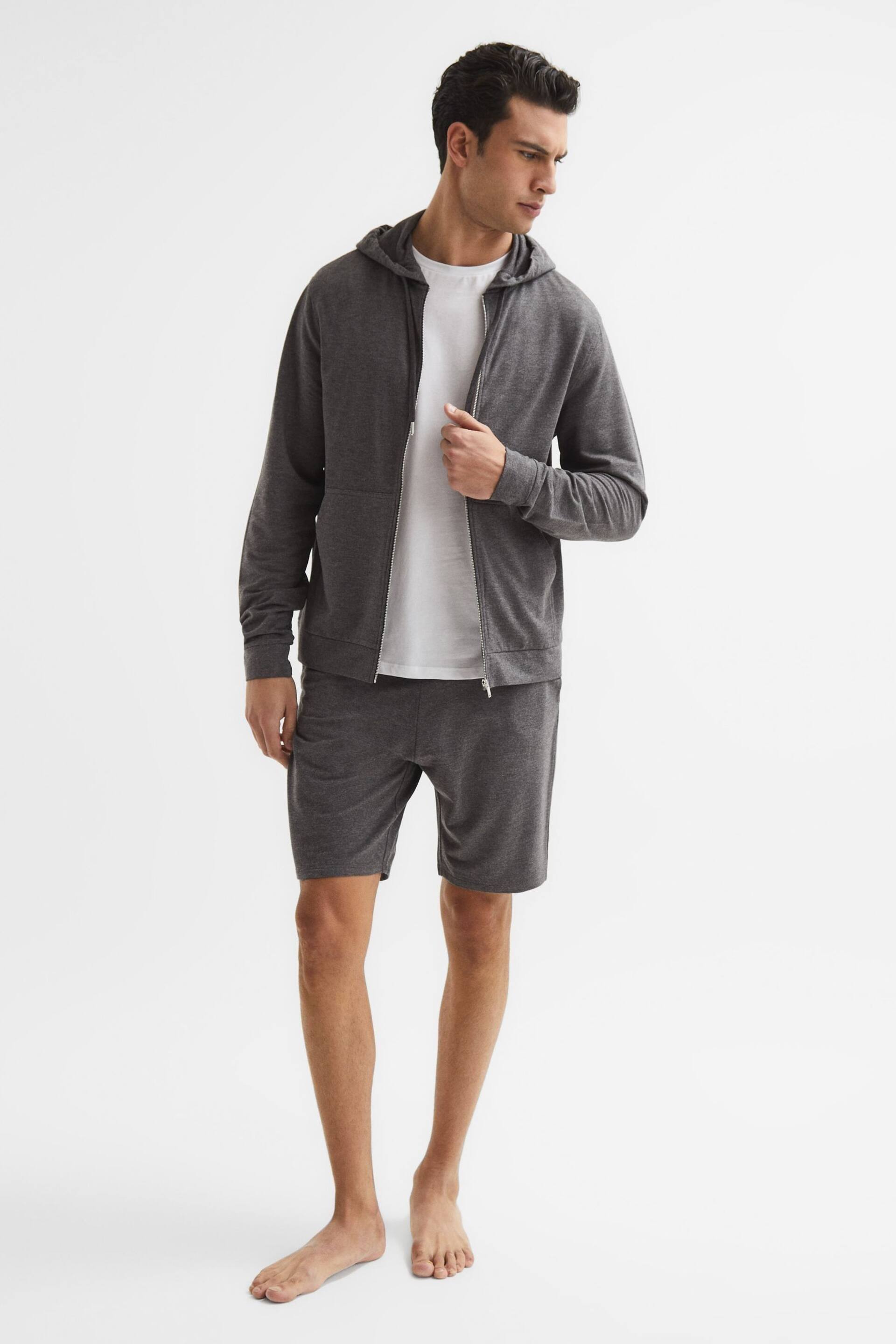 Reiss Dark Grey Greg Melange Zip Through Hoodie - Image 3 of 6