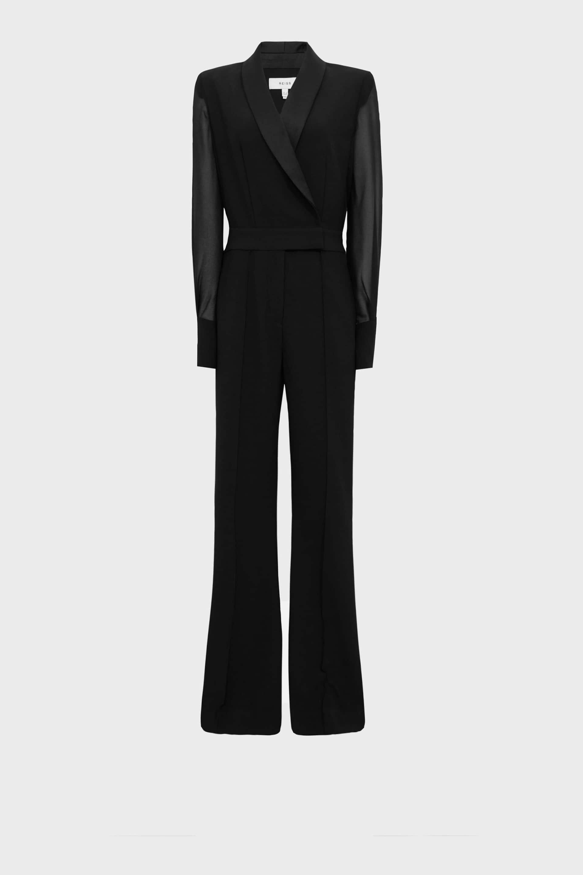 Reiss Black Lennon Tall Tuxedo Jumpsuit - Image 2 of 9