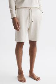 Reiss Oatmeal Melange Tyne Drawstring Fleece Lined Shorts - Image 1 of 5