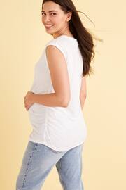 White Maternity Ruched Side T-Shirt - Image 2 of 6