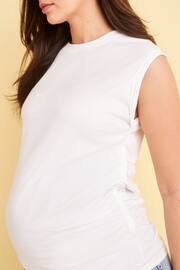 White Maternity Ruched Side T-Shirt - Image 3 of 6