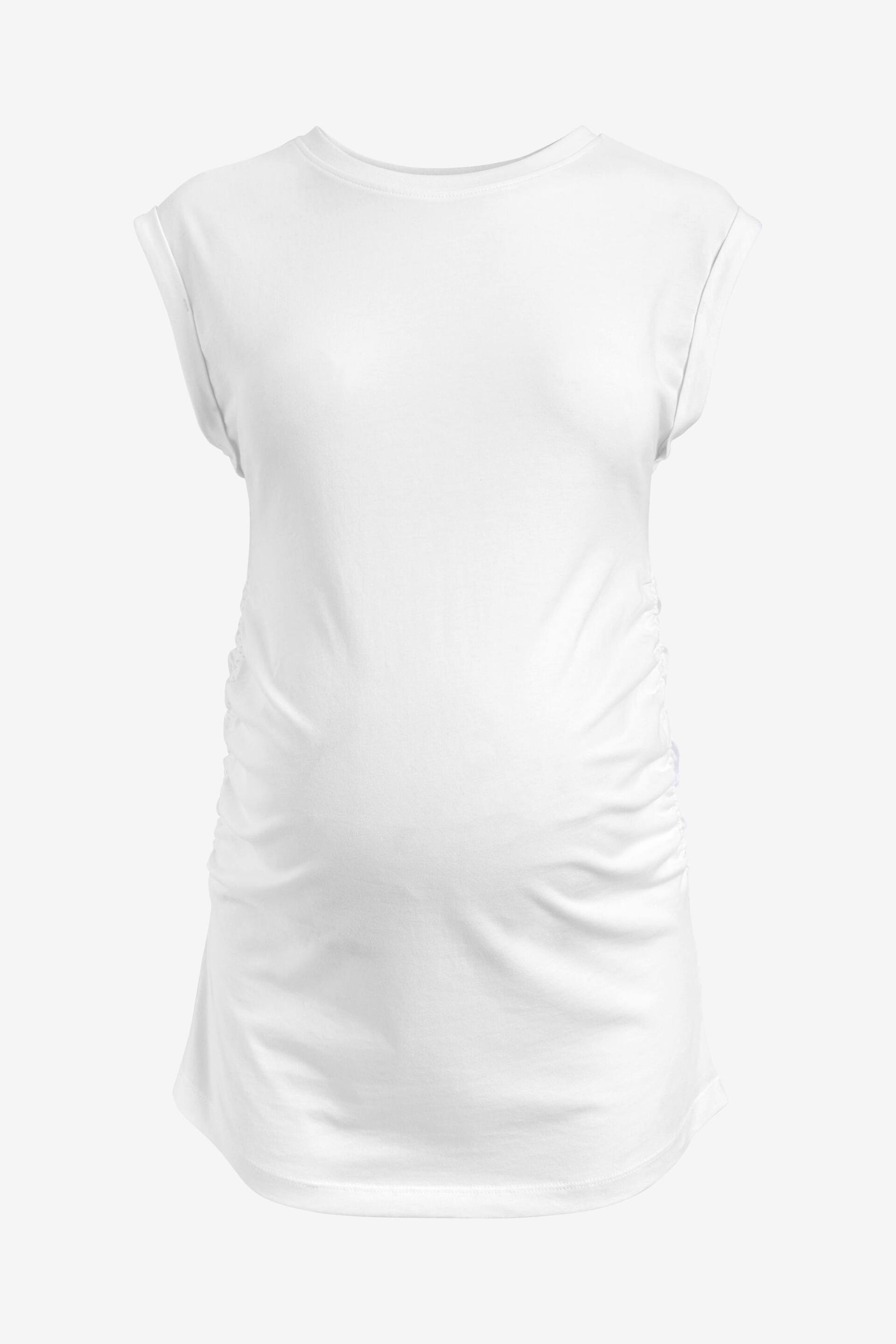 White Maternity Ruched Side T-Shirt - Image 4 of 6