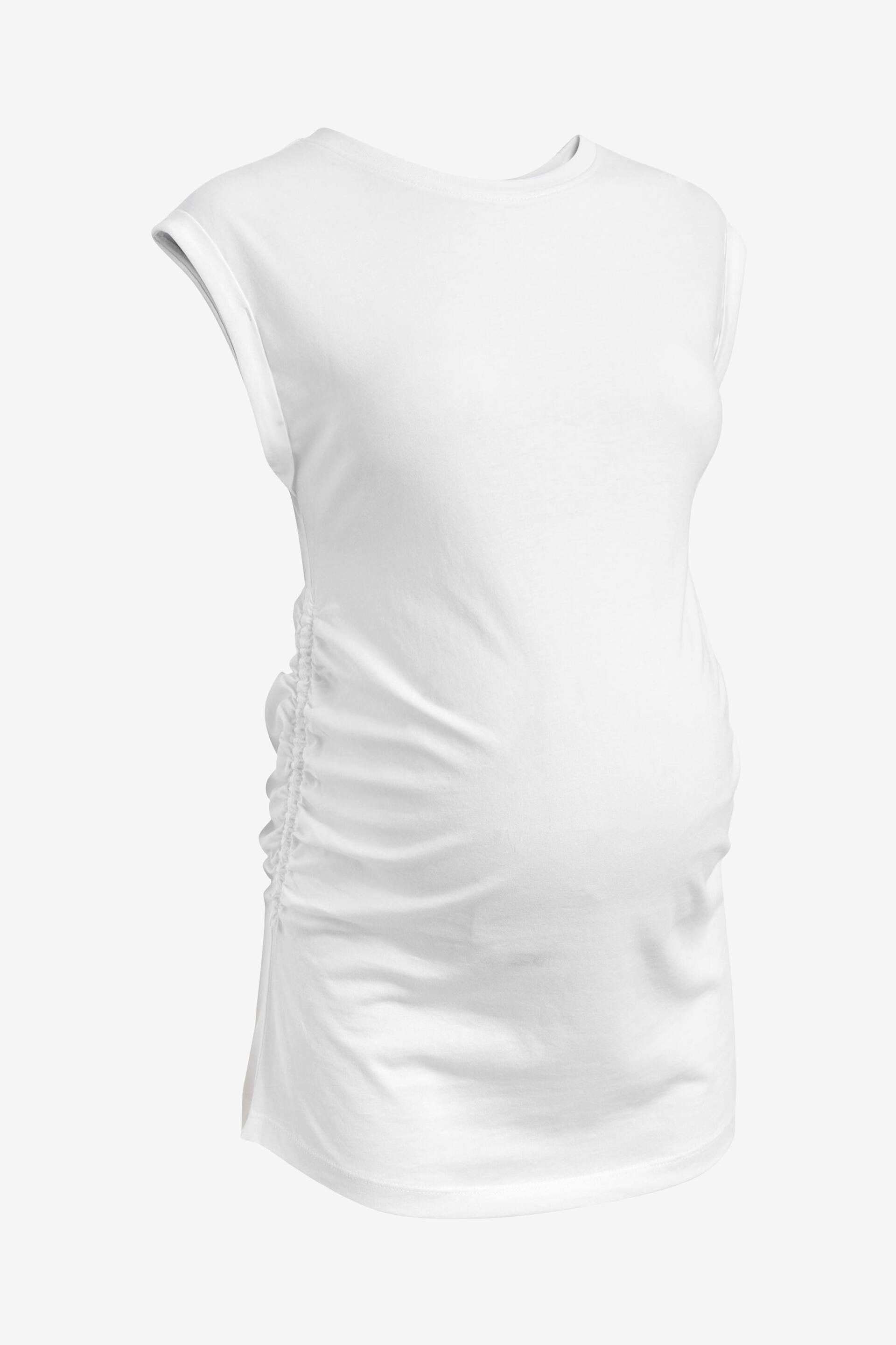 White Maternity Ruched Side T-Shirt - Image 5 of 6