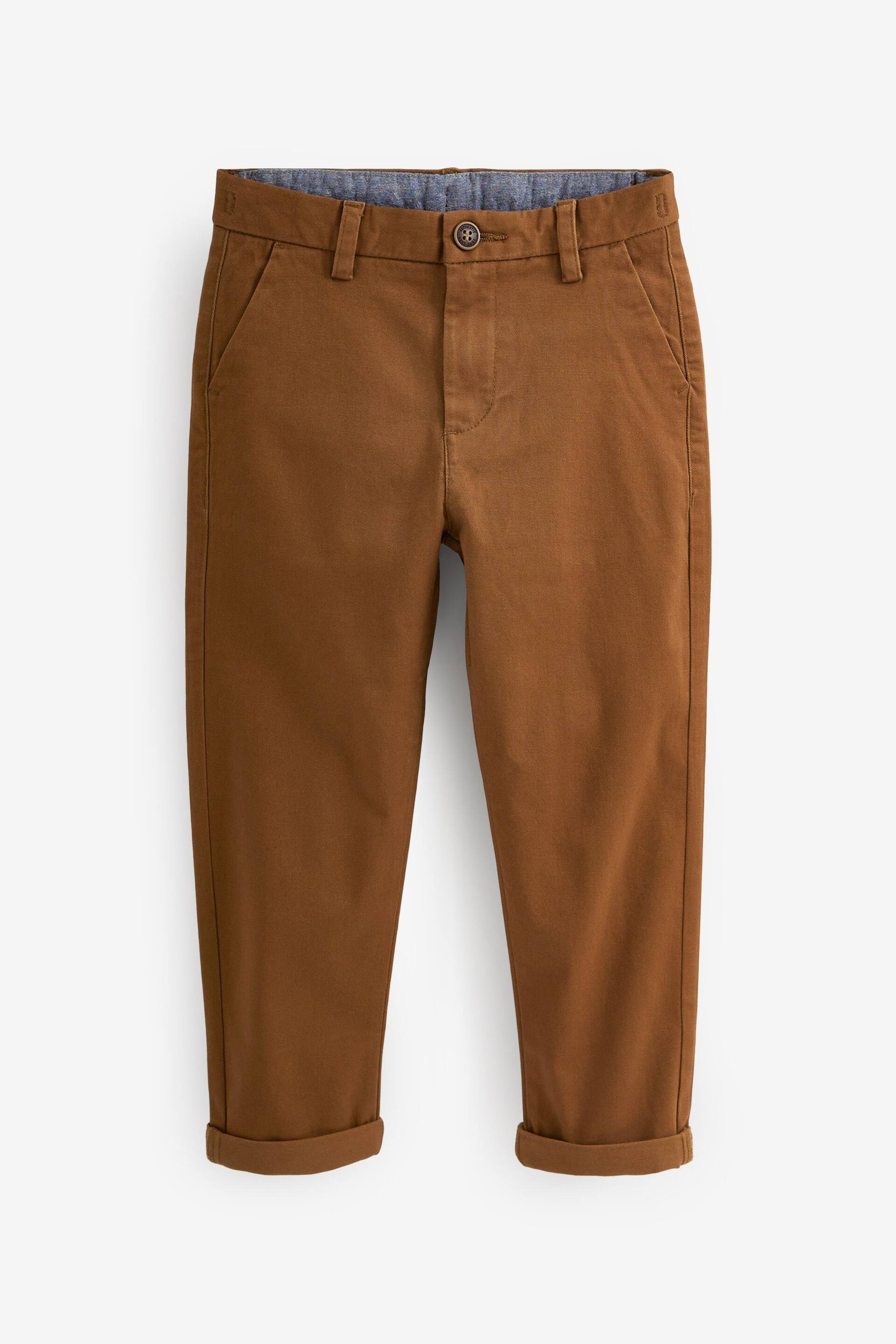 Ginger/Tan Brown Tapered Loose Fit Stretch Chino Trousers (3-17yrs) - Image 1 of 2