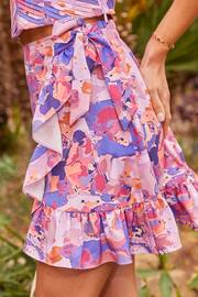 Chi Chi London Purple Ruffle Abstract Print Wrap Mini Skirt - Image 5 of 5