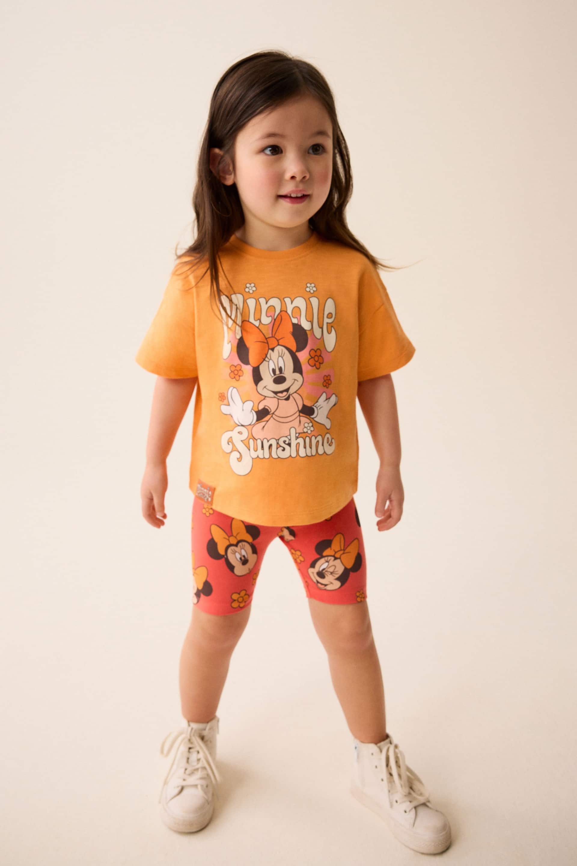 Orange Disney Minnie Mouse T-Shirt and Cycle Shorts Set (3mths-7yrs) - Image 1 of 5