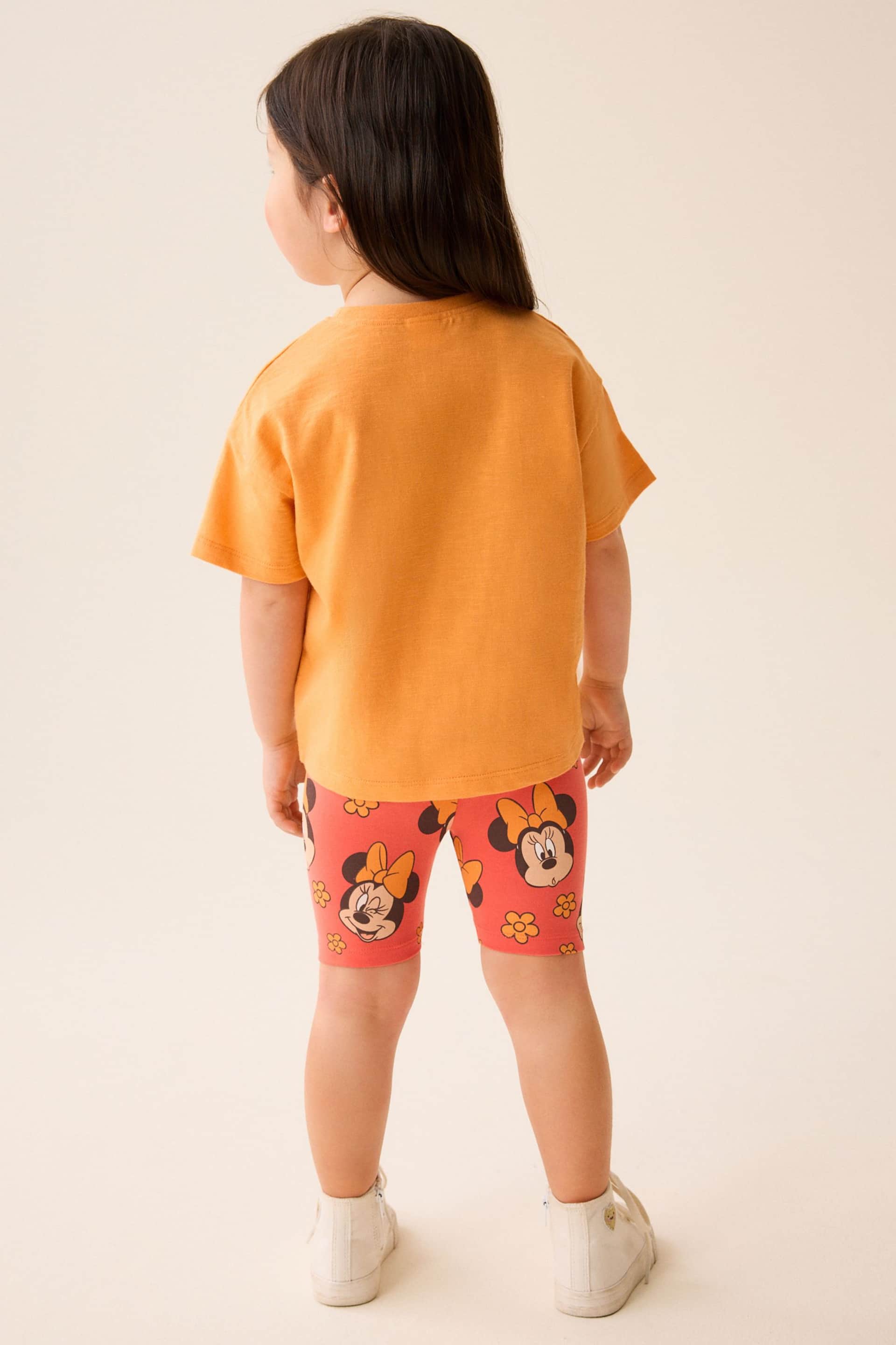 Orange Disney Minnie Mouse T-Shirt and Cycle Shorts Set (3mths-7yrs) - Image 2 of 5
