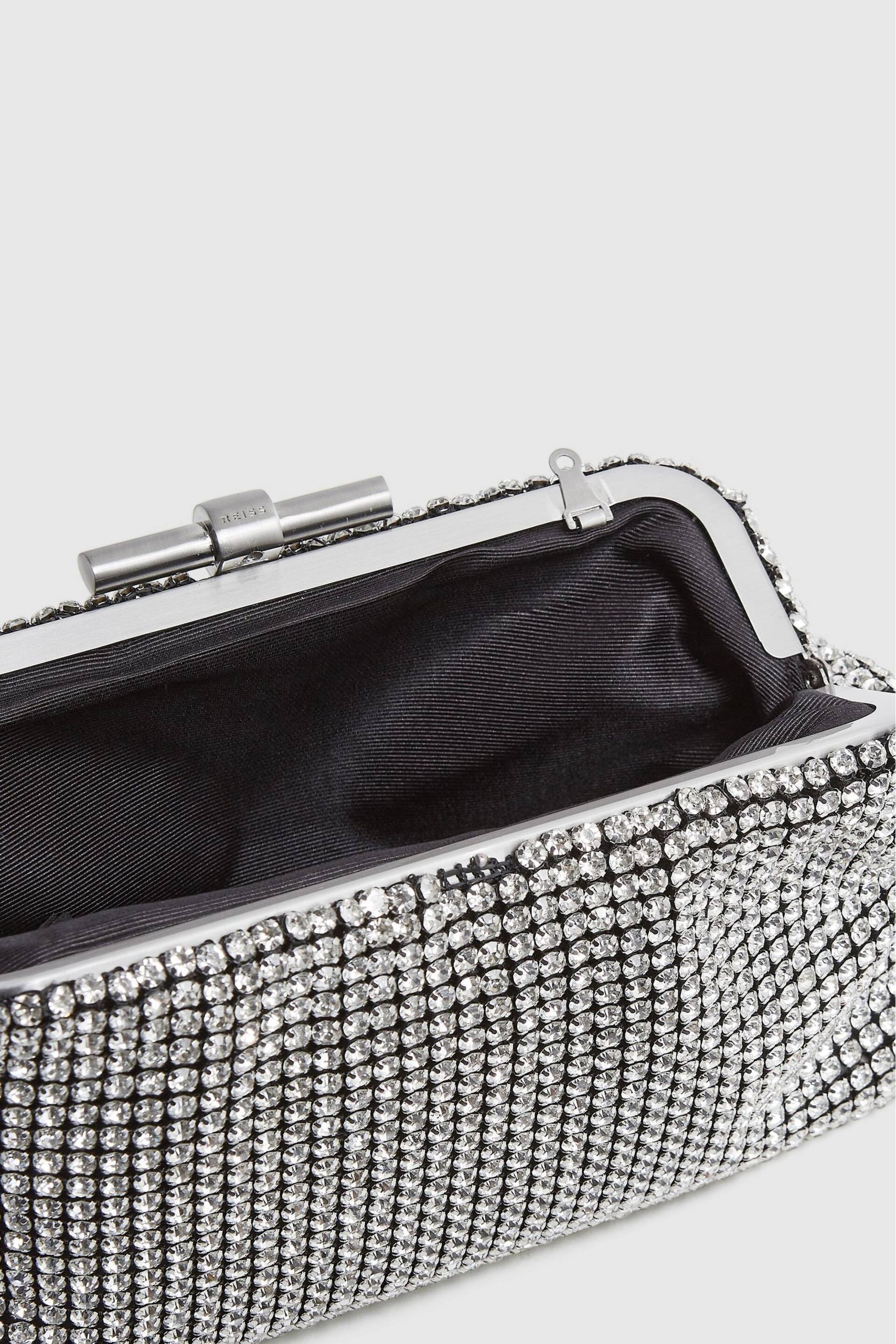 Reiss Silver Adaline Embellished Clutch Bag - Image 4 of 6