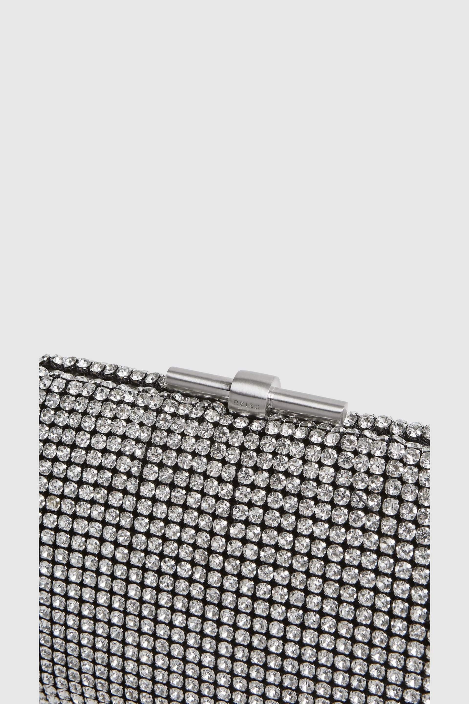 Reiss Silver Adaline Embellished Clutch Bag - Image 6 of 6