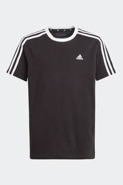 adidas Black Boyfriend Loose Fit Sportswear Essentials 3-Stripes Cotton T-Shirt - Image 1 of 6