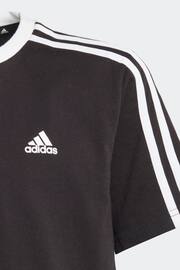 adidas Black Boyfriend Loose Fit Sportswear Essentials 3-Stripes Cotton T-Shirt - Image 4 of 6