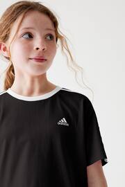 adidas Black Boyfriend Loose Fit Sportswear Essentials 3-Stripes Cotton T-Shirt - Image 6 of 6