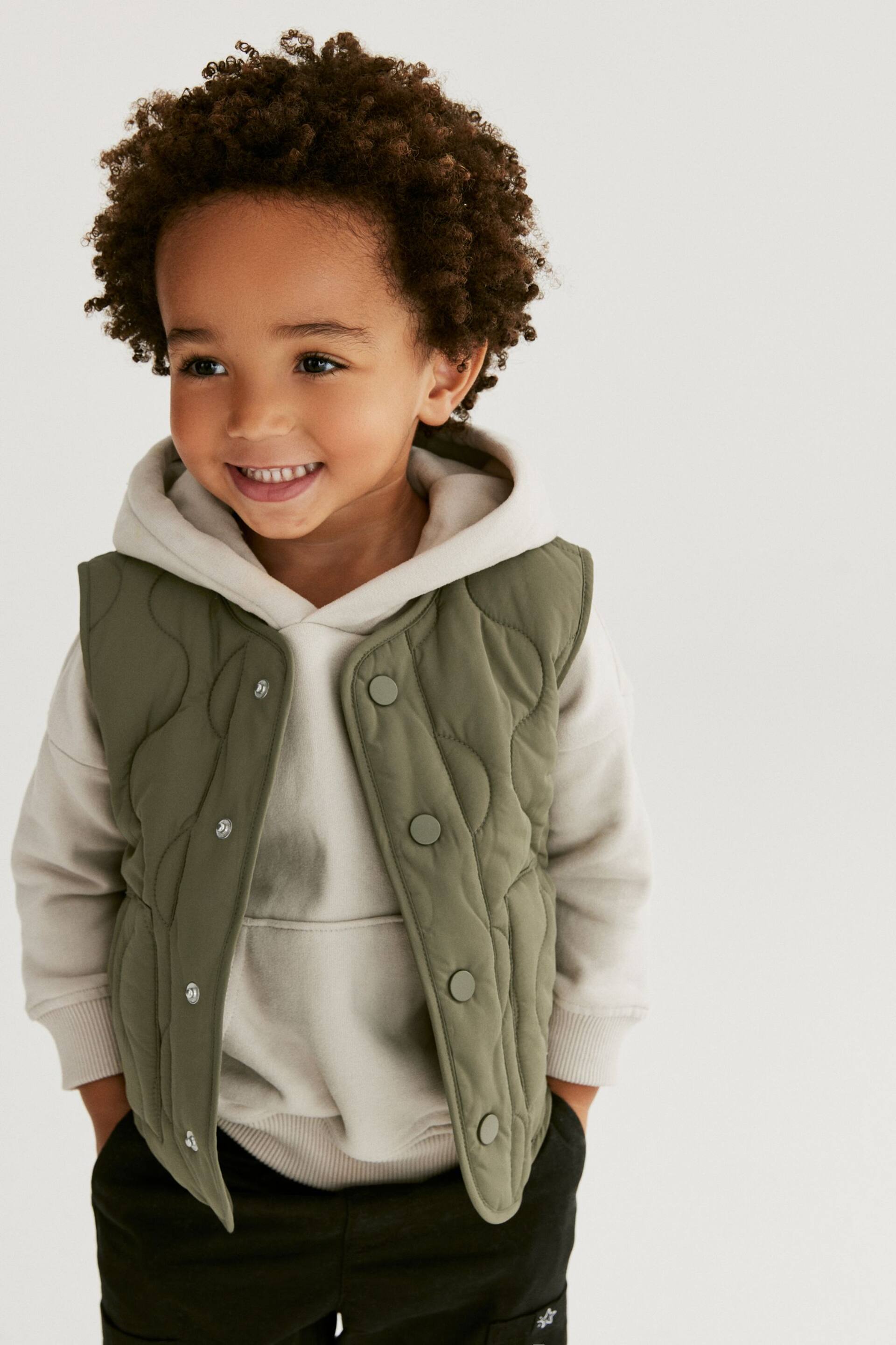 Khaki Green Padded Gilet (3mths-7yrs) - Image 3 of 6