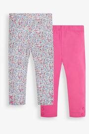 JoJo Maman Bébé Summer Ditsy Floral & Pink 2-Pack Leggings - Image 1 of 5