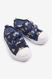 JoJo Maman Bébé Navy Digger Print Canvas Pumps - Image 1 of 7