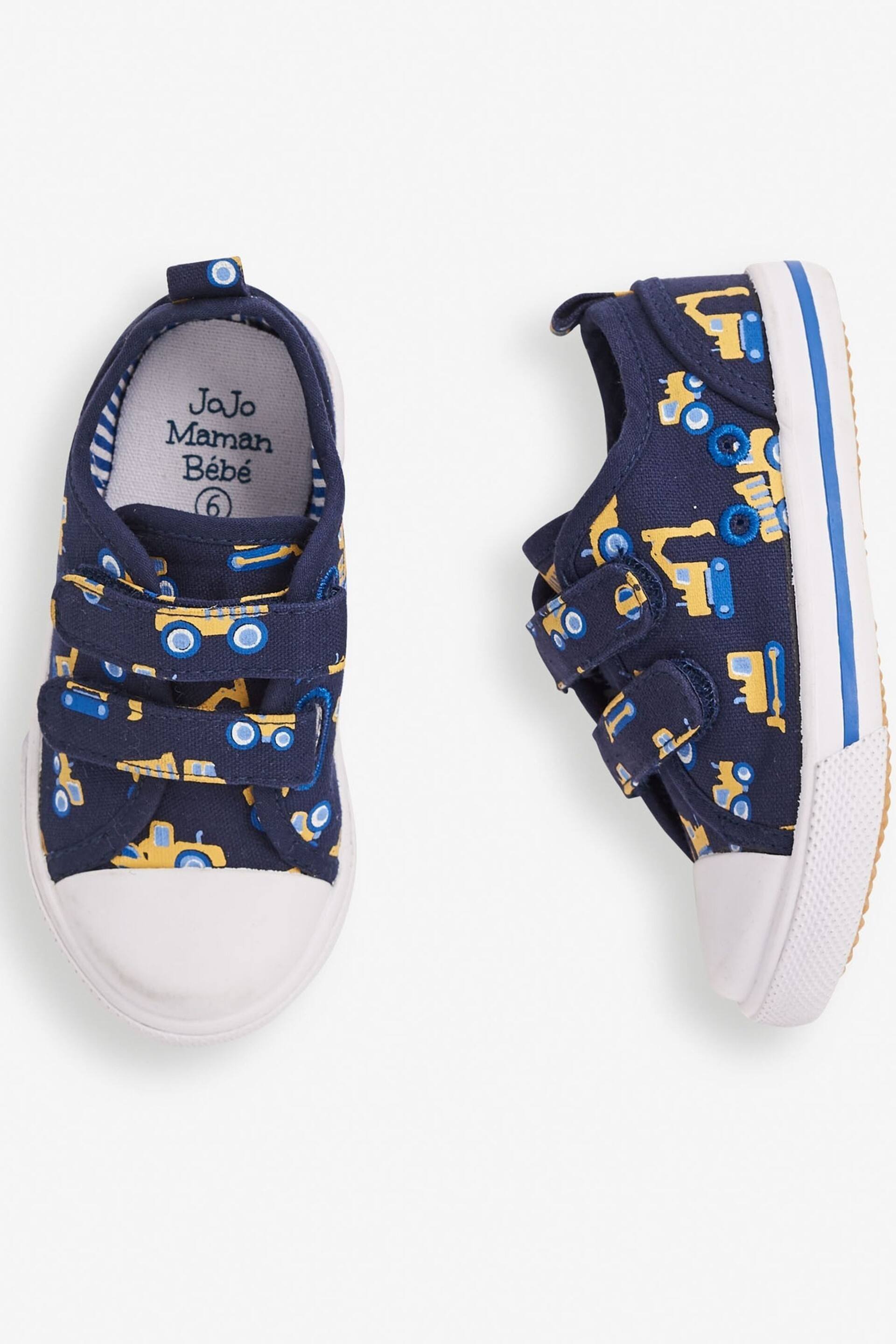 JoJo Maman Bébé Navy Digger Print Canvas Pumps - Image 3 of 7