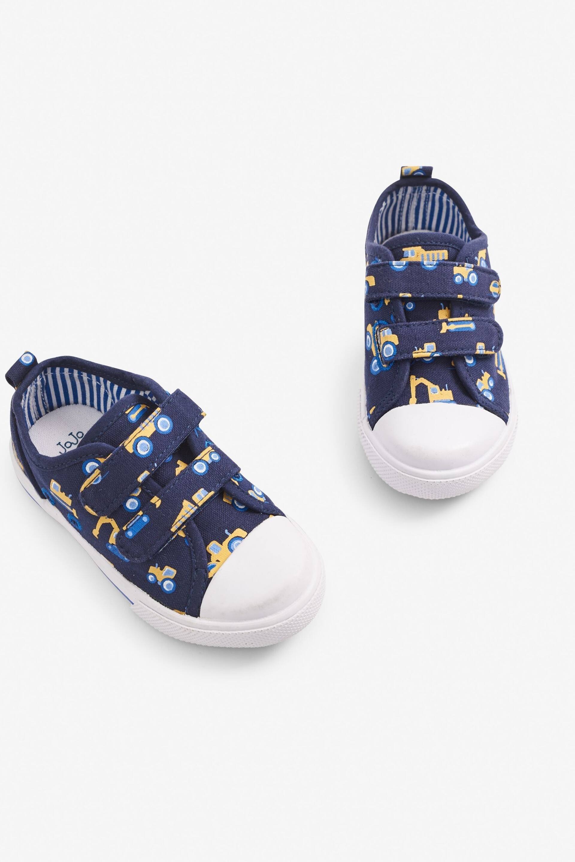 JoJo Maman Bébé Navy Digger Print Canvas Pumps - Image 4 of 7