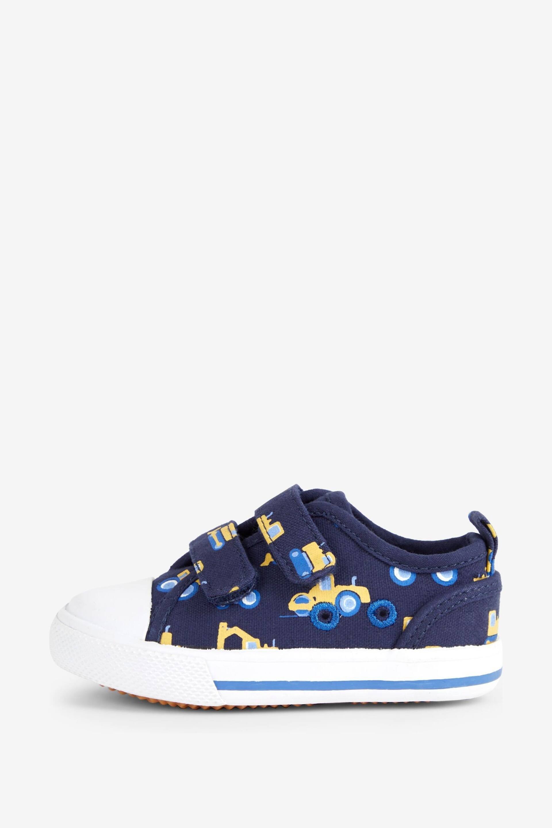 JoJo Maman Bébé Navy Digger Print Canvas Pumps - Image 5 of 7