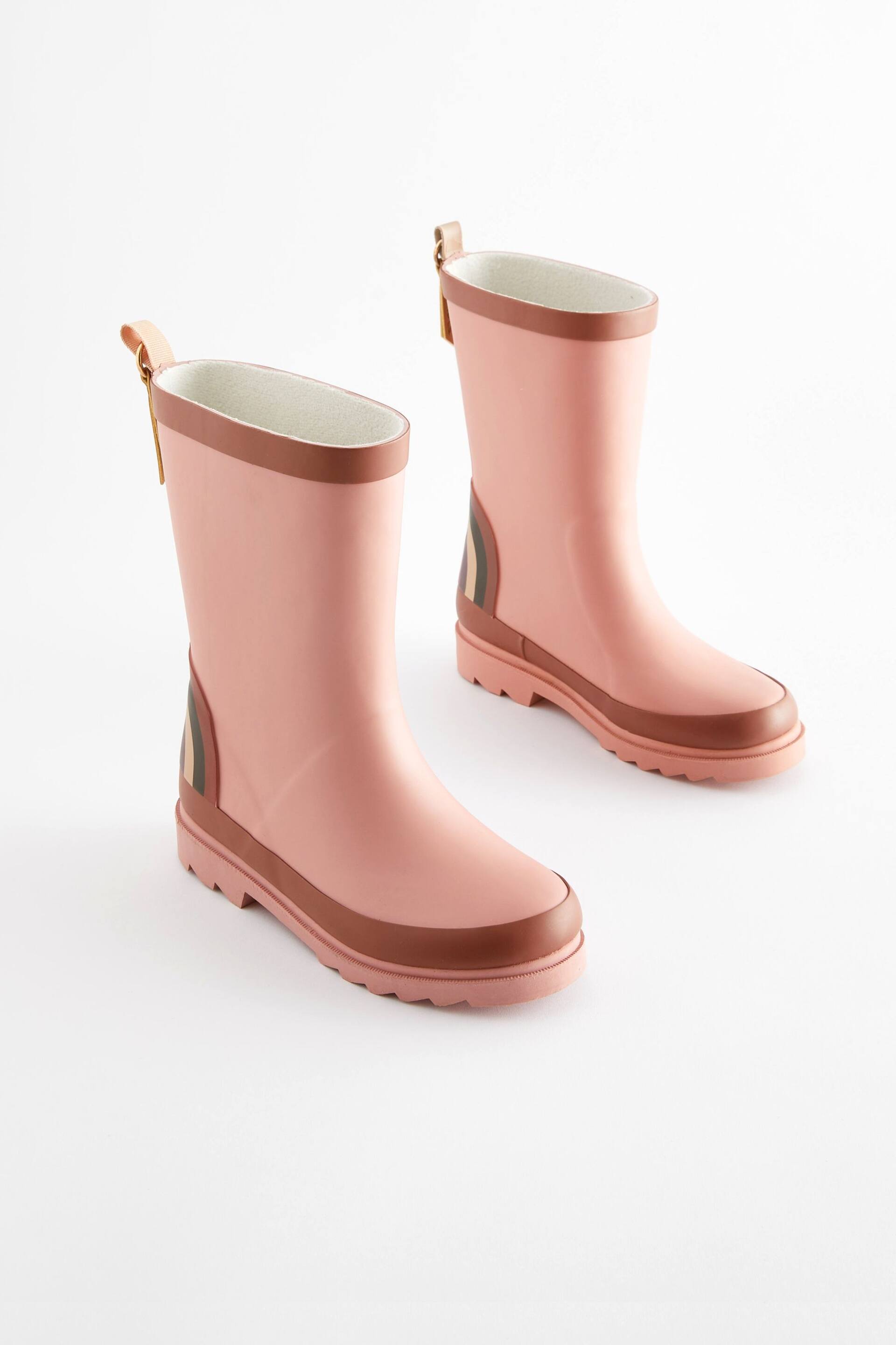 Pastel Pink Rainbow Back Buckle Wellies - Image 1 of 5