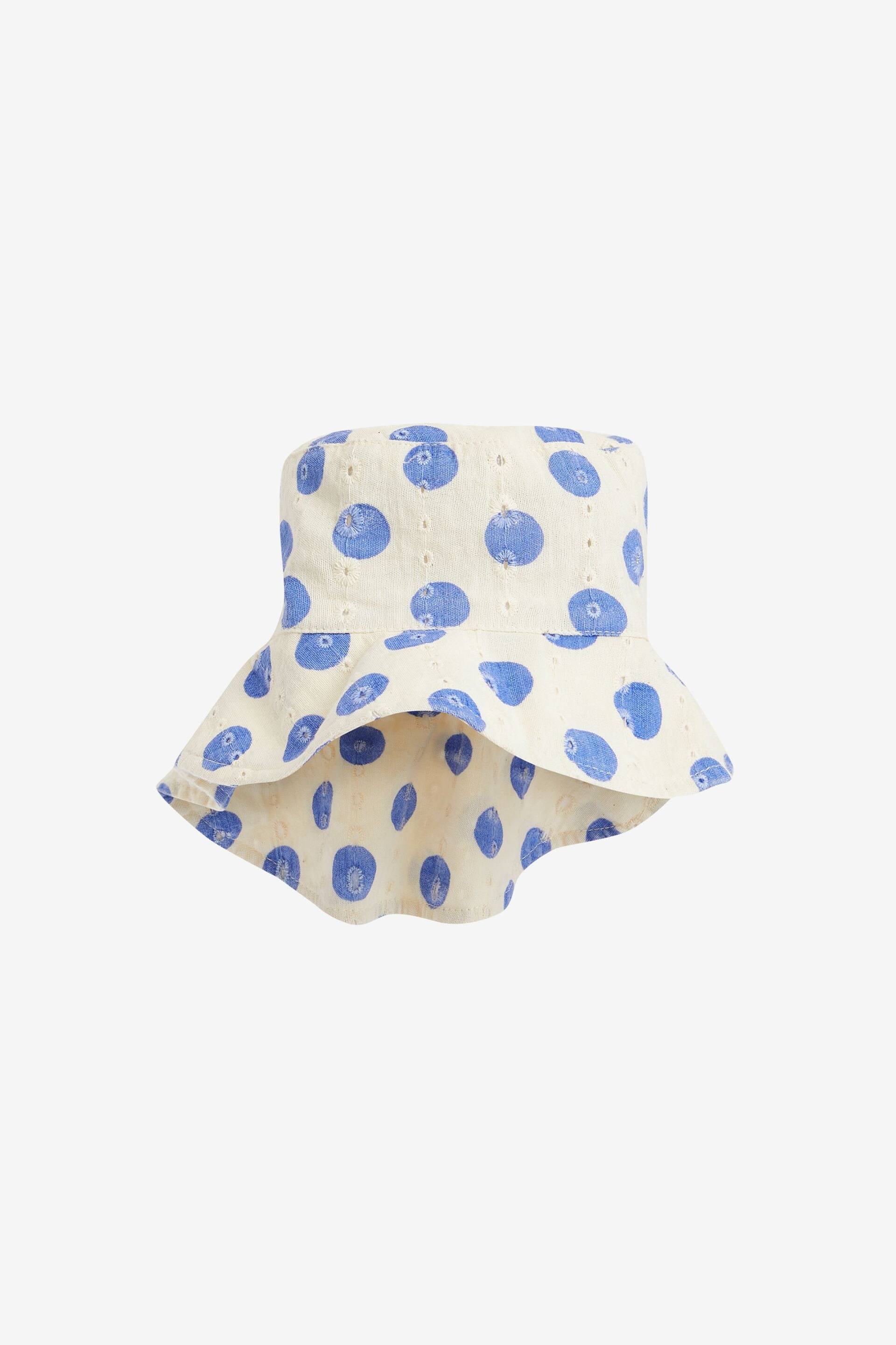 White/Blue Low Back Bucket Hat (3mths-10yrs) - Image 5 of 6