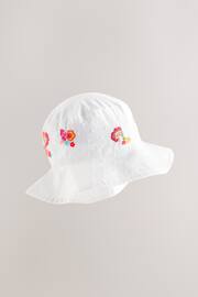White Embroidered Low Back Bucket Hat (3mths-10yrs) - Image 1 of 2