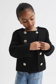 Reiss Black Esmie Senior Tweed Jacket - Image 3 of 6