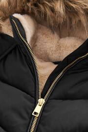 Black Shower Resistant Faux Fur Trim Short Padded Coat (3-16yrs) - Image 6 of 10