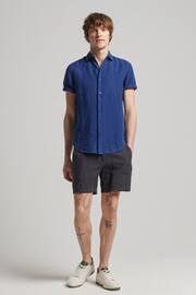 Superdry Dark Blue Studios Casual Linen Short Sleeve Shirt - Image 2 of 5