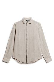 Superdry Ash Grey Studios Casual Linen Long Sleeved Shirt - Image 4 of 6