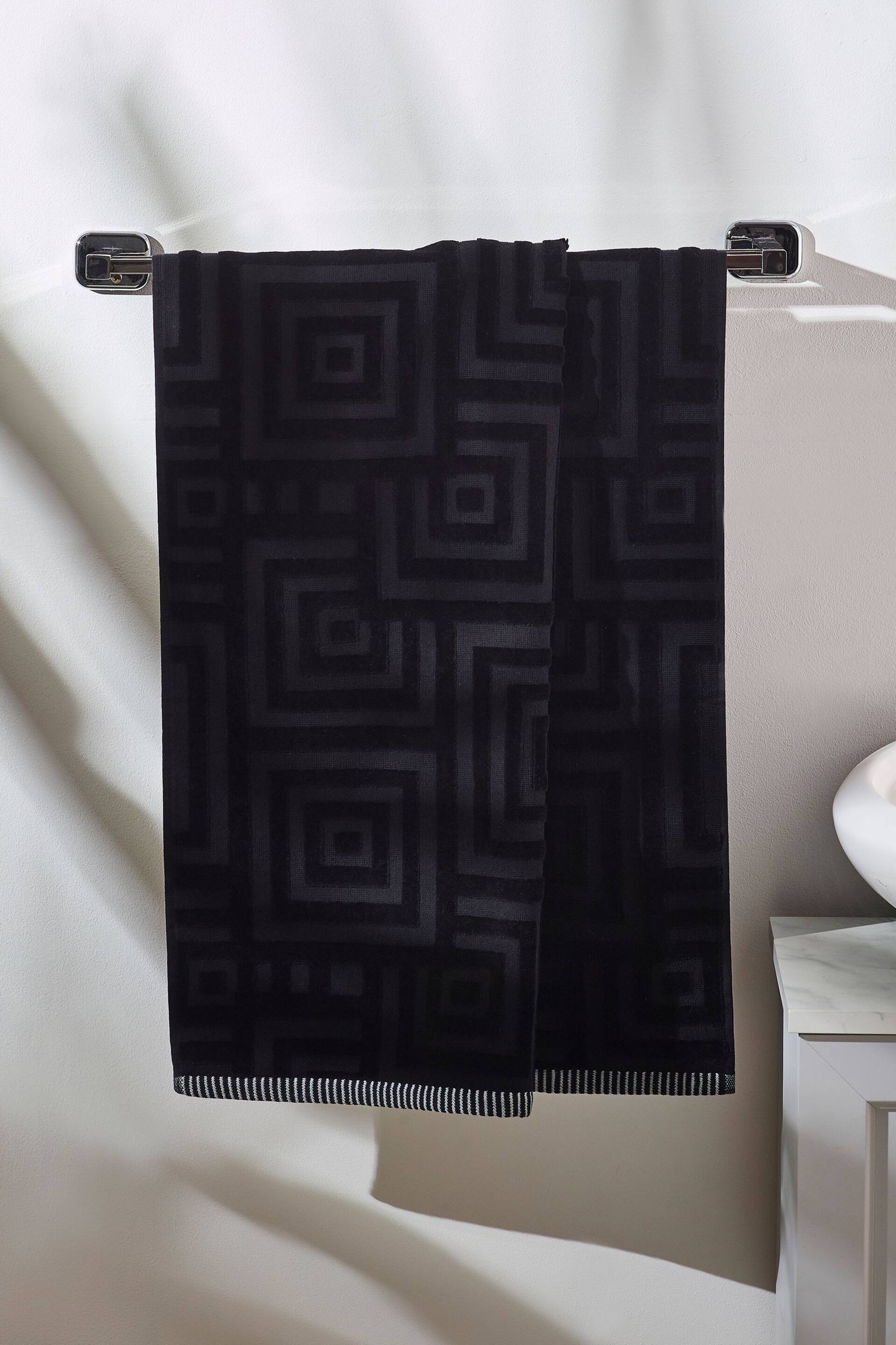 Black Geo Towel 100% Cotton - Image 2 of 3