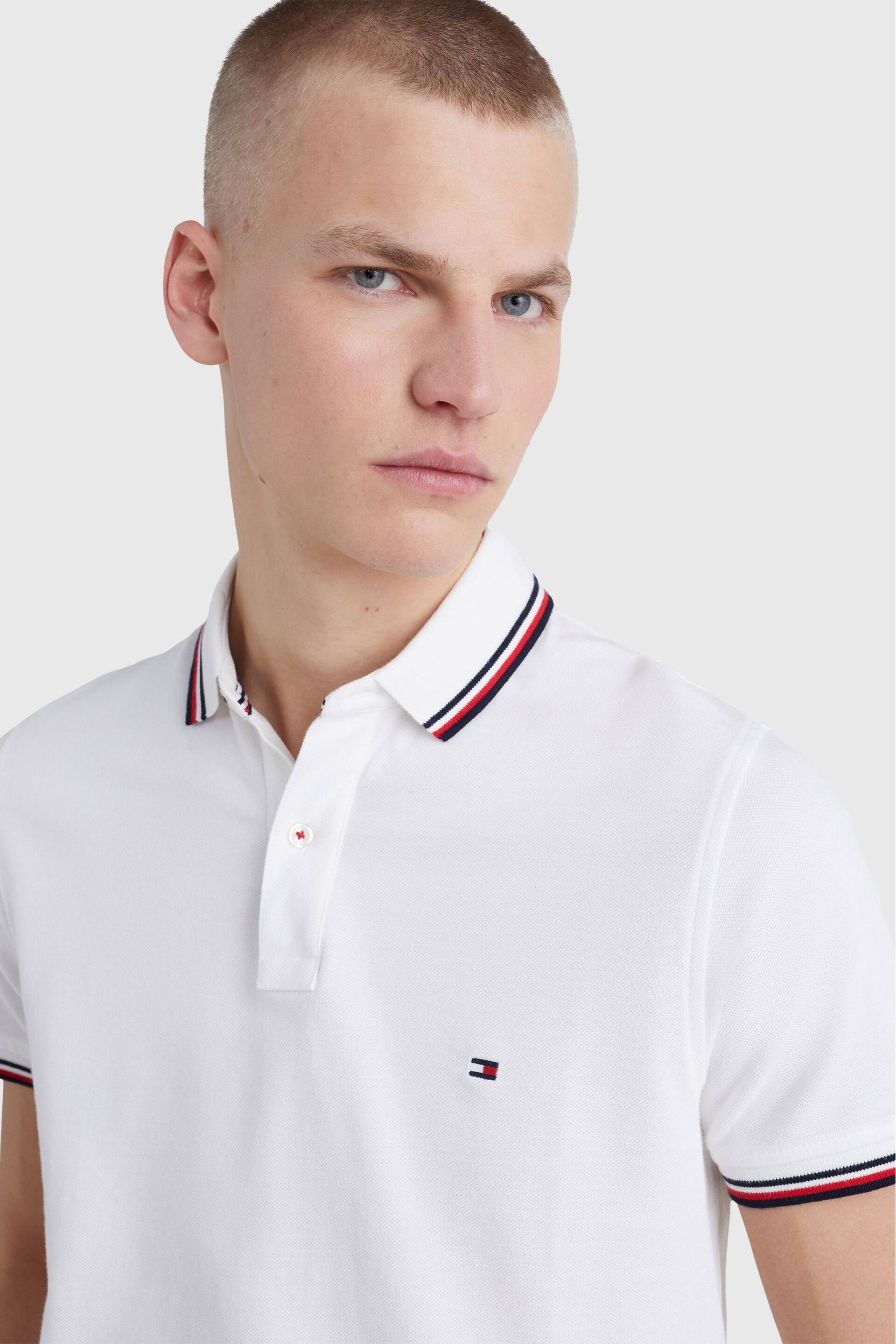 Tommy Hilfiger Organic Cotton Slim Fit White Polo Shirt - Image 3 of 5