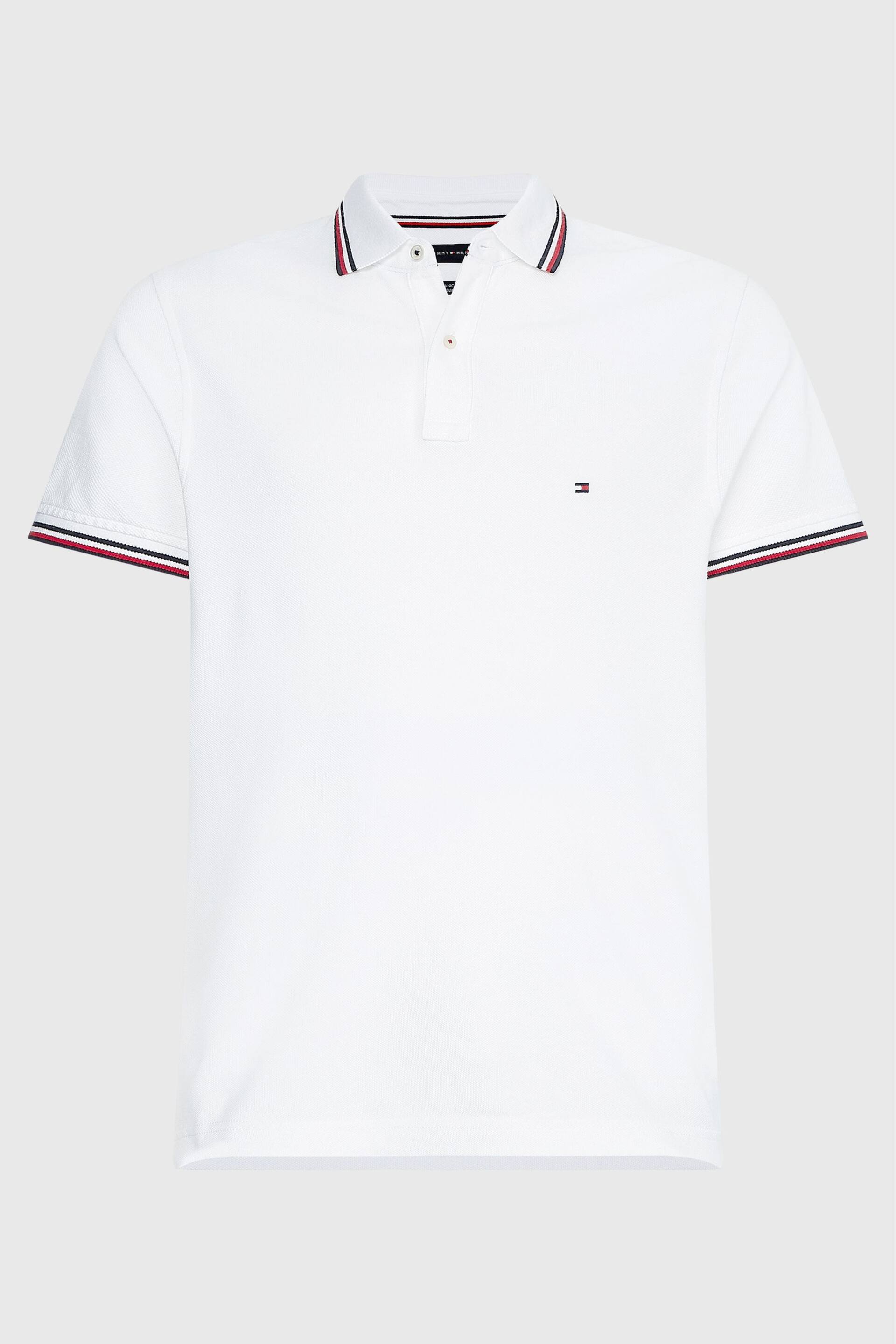 Tommy Hilfiger Organic Cotton Slim Fit White Polo Shirt - Image 4 of 5