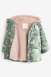 Khaki Green Printed Shower Resistant Padded Coat (3mths-7yrs) - Image 8 of 11